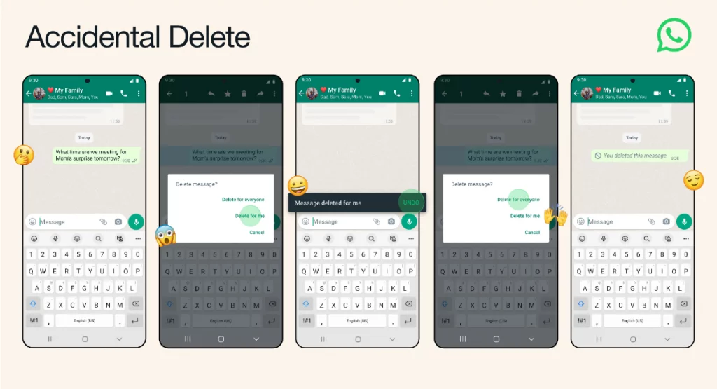 حذف تصادفی در واتساپ